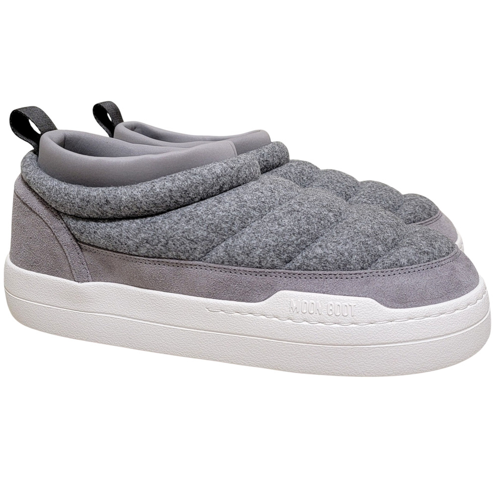 Moon Boot Men Park Soft Felt Chunky Sneakers Size US 12 H006 Grey / White